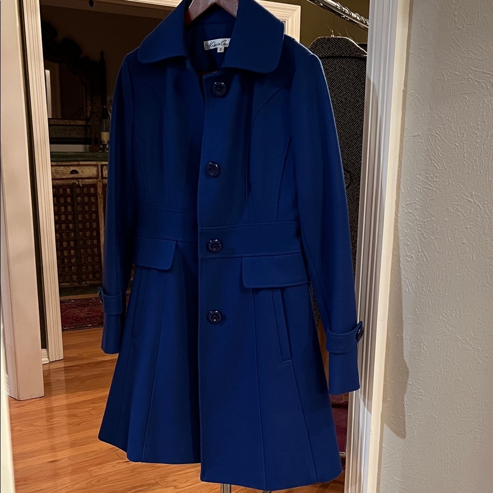 Kenneth Cole Deep Cobalt Blue Trench Pea Coat